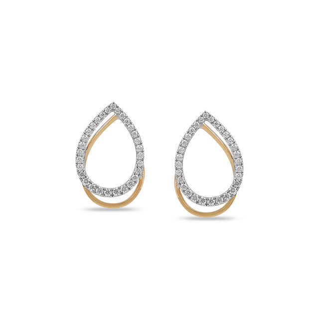 Tanishq Teardrop Diamond Stud Earrings 18K Yellow and White Gold for Women 6