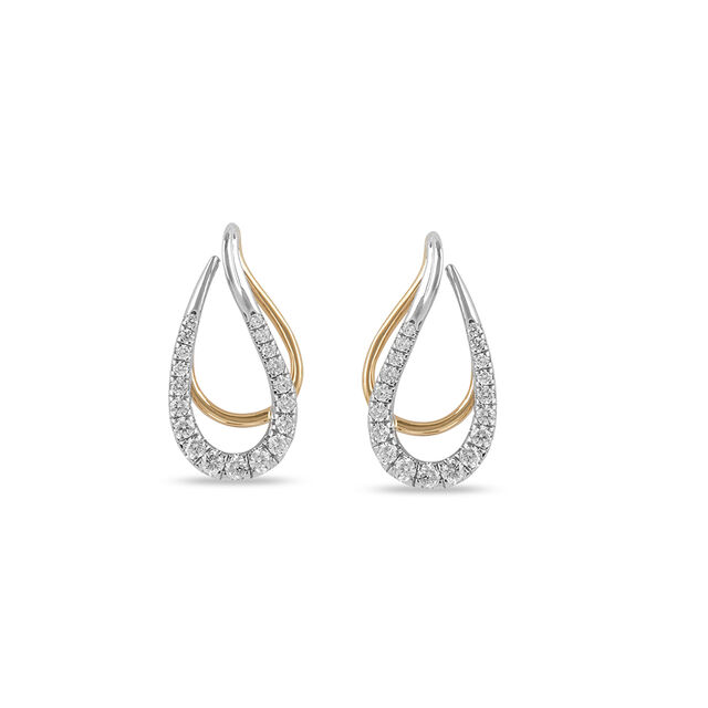 Tanishq Drop Design Underlobe Diamond Stud Earrings 18K Yellow and White Gold for Women 5
