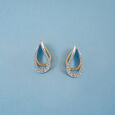 Tanishq Drop Design Underlobe Diamond Stud Earrings 18K Yellow and White Gold for Women 