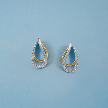 Tanishq Drop Design Underlobe Diamond Stud Earrings 18K Yellow and White Gold for Women