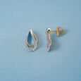 Tanishq Drop Design Underlobe Diamond Stud Earrings 18K Yellow and White Gold for Women 4