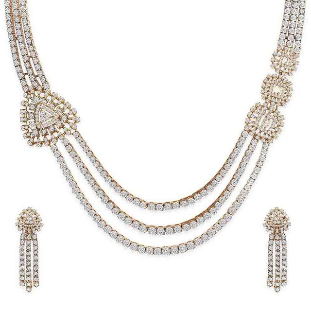 Tanishq 18KT Diamond Neckwear with Earring for Women 
