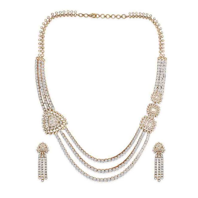 Tanishq 18KT Diamond Neckwear with Earring for Women 2