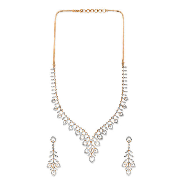 Tanishq 18KT Diamond Necklace Set for Women 