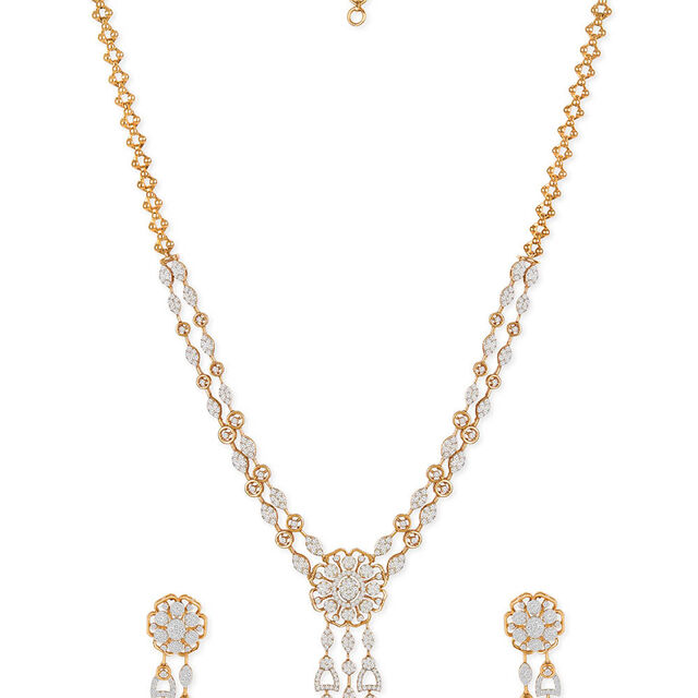 Tanishq 18KT Diamond Necklace Set for Women 