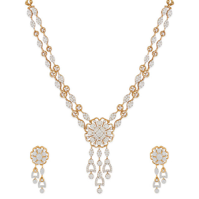 Tanishq 18KT Diamond Necklace Set for Women 3