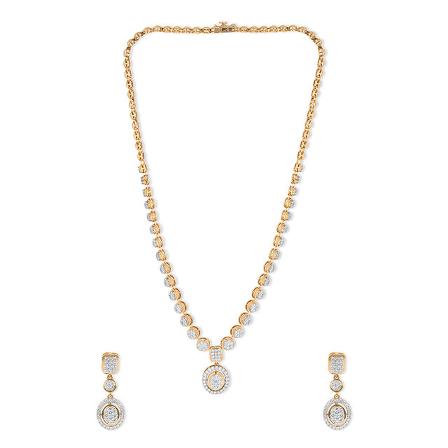 Tanishq 18KT Diamond Necklace Set for Women 
