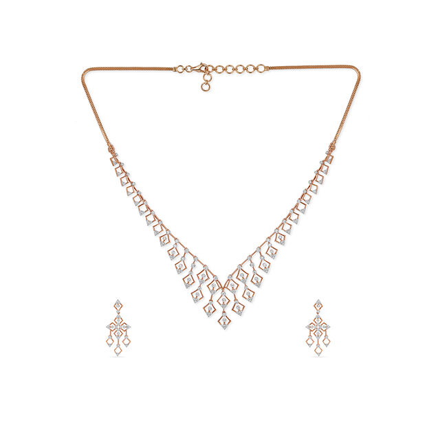 Tanishq 18KT Diamond Necklace Set for Women 