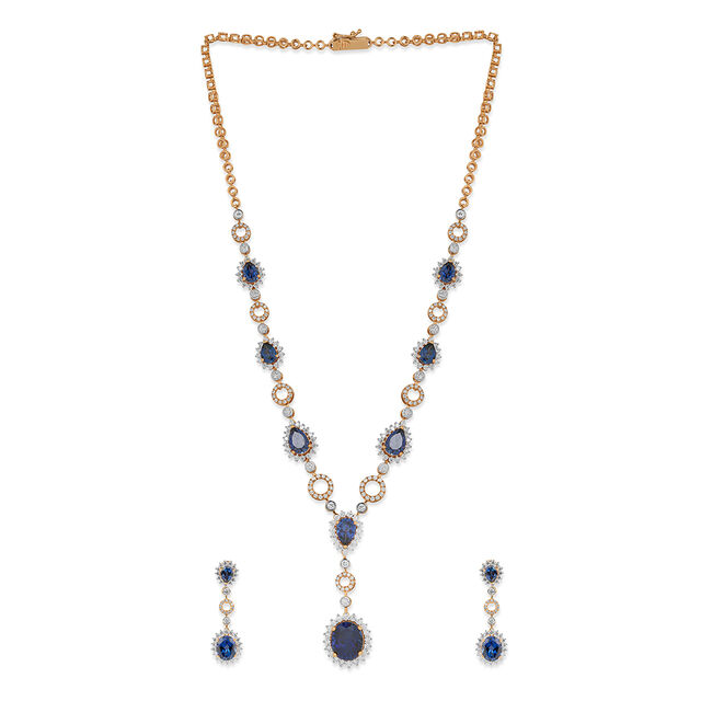 Tanishq 18KT Diamond Necklace Set for Women 