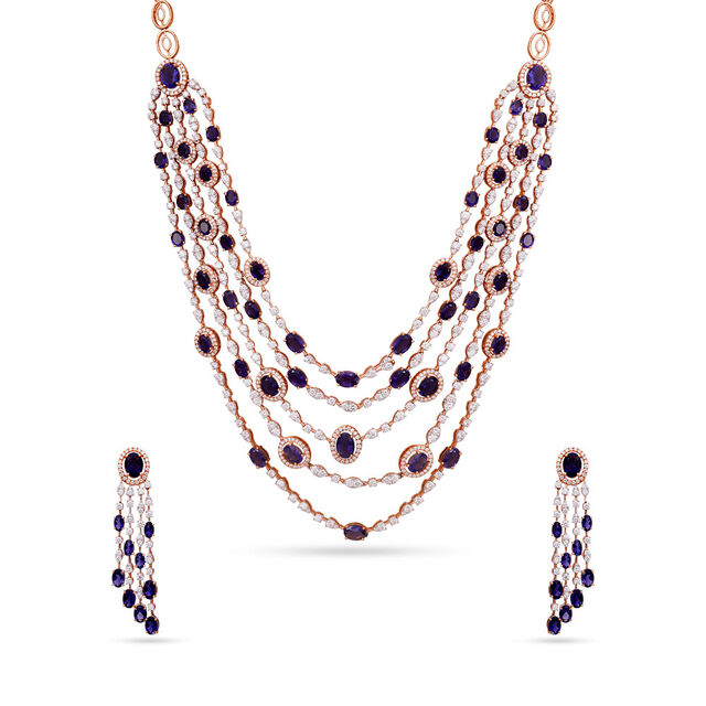 Tanishq 18KT Diamond Necklace Set for Women 