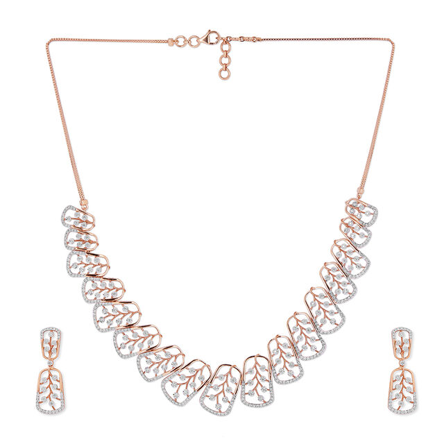 Tanishq 18KT Diamond Necklace Set for Women 