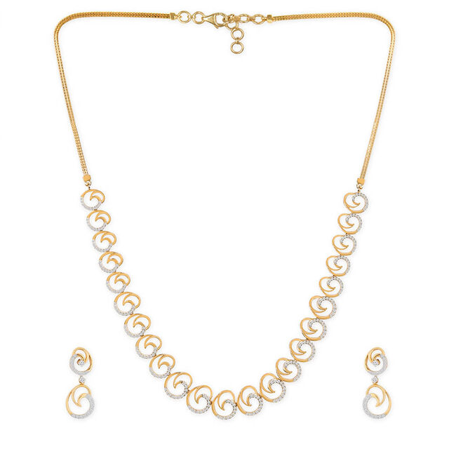 Tanishq 18KT Diamond Necklace Set for Women 