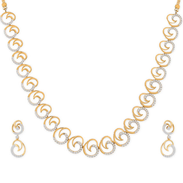 Tanishq 18KT Diamond Necklace Set for Women 3