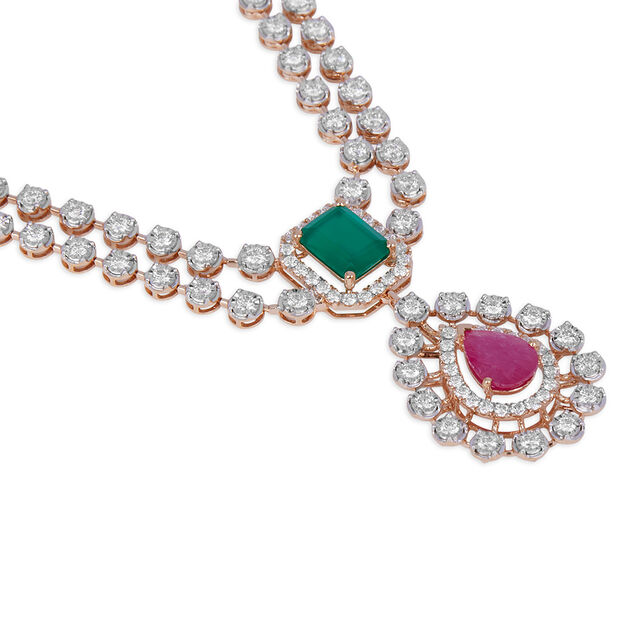 Tanishq 18KT Diamond Necklace Set for Women 2