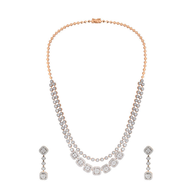 Tanishq 18KT Diamond Necklace Set for Women 