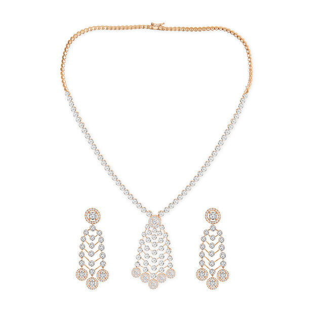 Tanishq 18KT Diamond Necklace Set for Women 