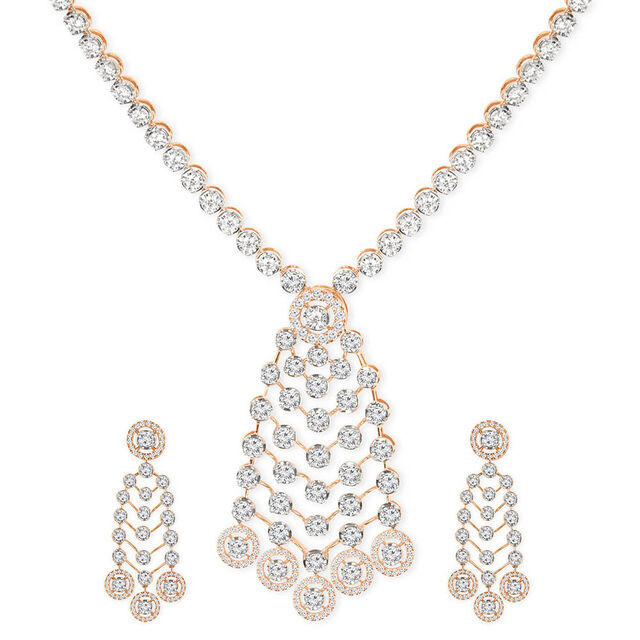 Tanishq 18KT Diamond Necklace Set for Women 3