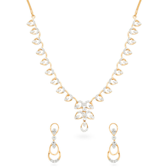 Tanishq 18 KT Diamond Necklace Set for Women 
