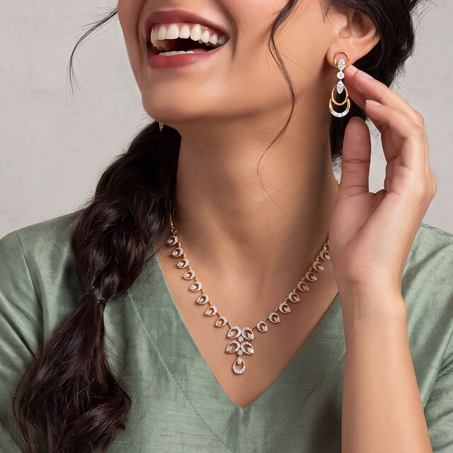 Tanishq 18 KT Diamond Necklace Set for Women 2