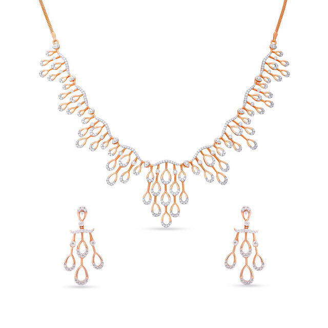 Tanishq 18 Karat Diamond Necklace Set for Women 