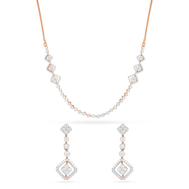 Tanishq 18 Karat Diamond Necklace Set for Women 