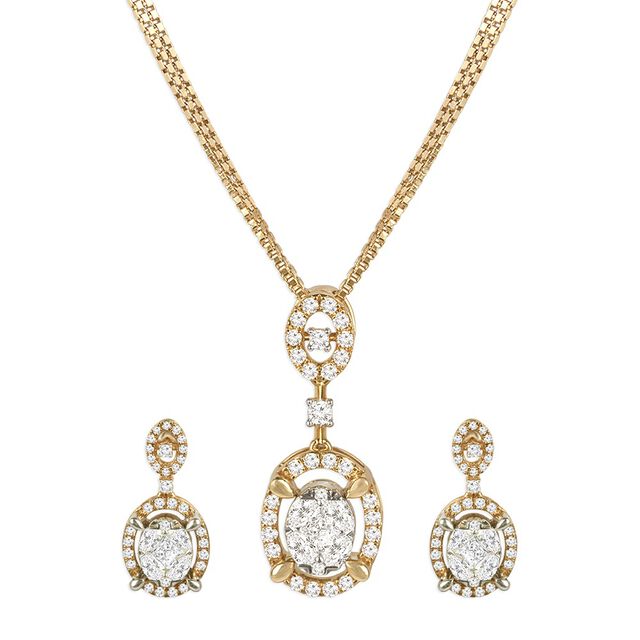 Tanishq 18KT Diamond Pendant Set for Women 