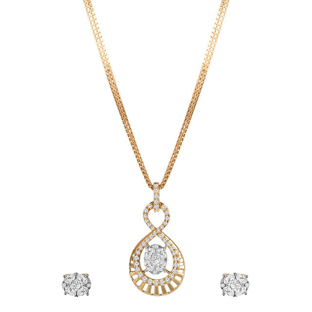 Tanishq 18KT Diamond Pendant Set for Women 