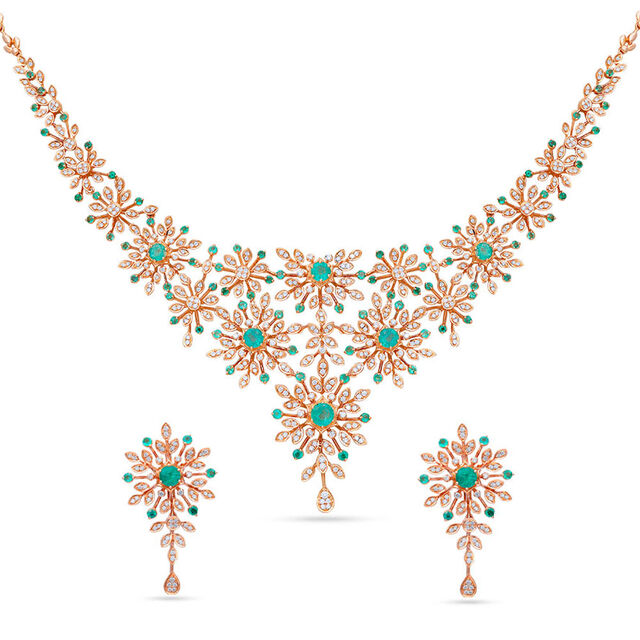 Tanishq 18KT Diamond Necklace Set for Women 