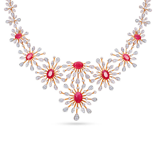 Tanishq 18 Karat Diamond Necklace Set for Women 2