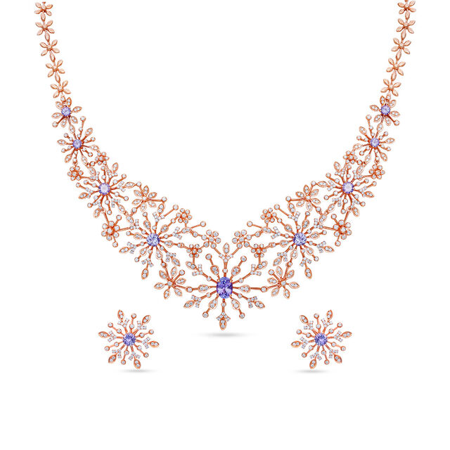 Tanishq 18 Karat Diamond Necklace Set for Women 