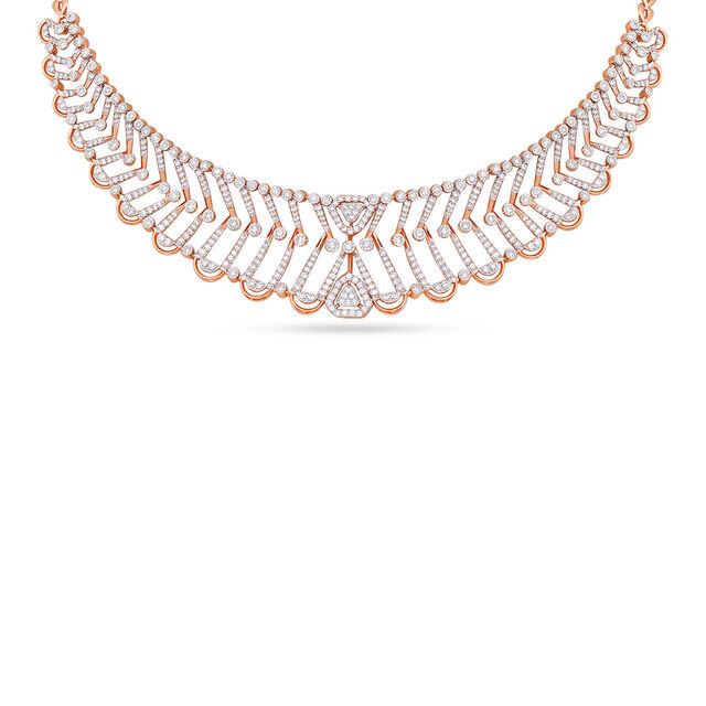 Tanishq 18 KT Diamond Necklace Set for Women 