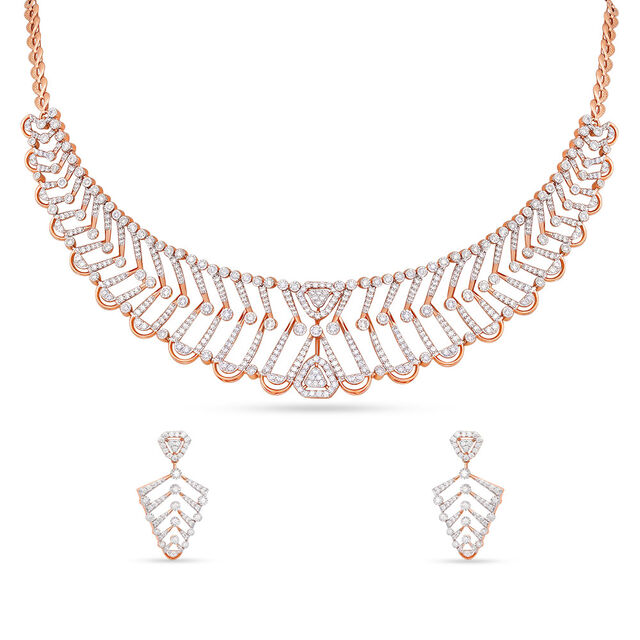 Tanishq 18 KT Diamond Necklace Set for Women 2