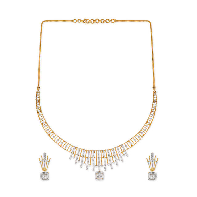 Tanishq 18KT Diamond Necklace Set for Women 