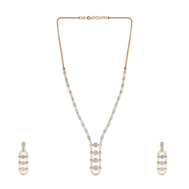 Tanishq 18KT Diamond Necklace Set for Women 