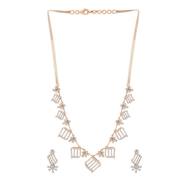 Tanishq 18KT Diamond Neckwear with Earring for Women 