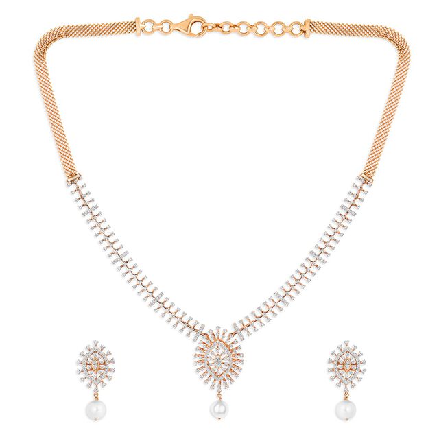 Tanishq 18KT Diamond Necklace Set for Women 