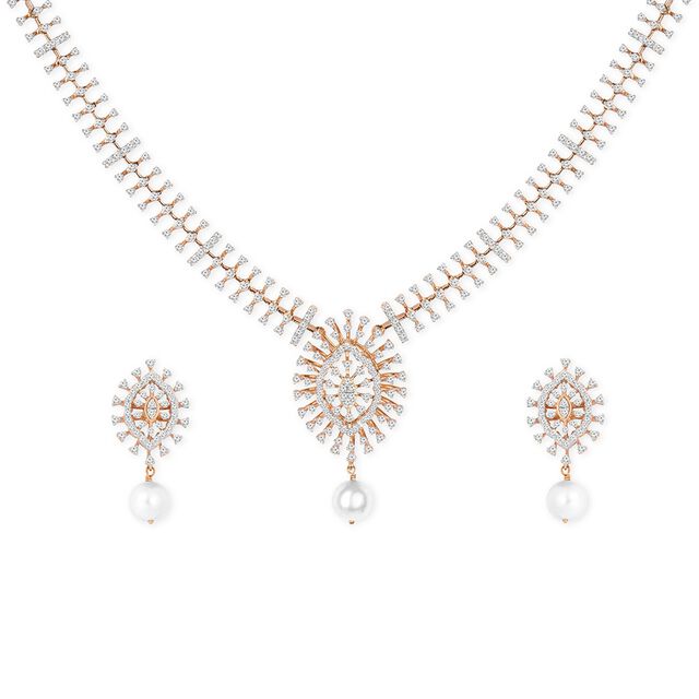 Tanishq 18KT Diamond Necklace Set for Women 2