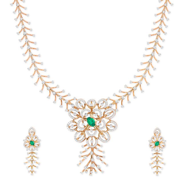 Tanishq 18KT Diamond Necklace Set for Women 2