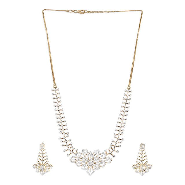 Tanishq 18KT Diamond Necklace Set for Women 