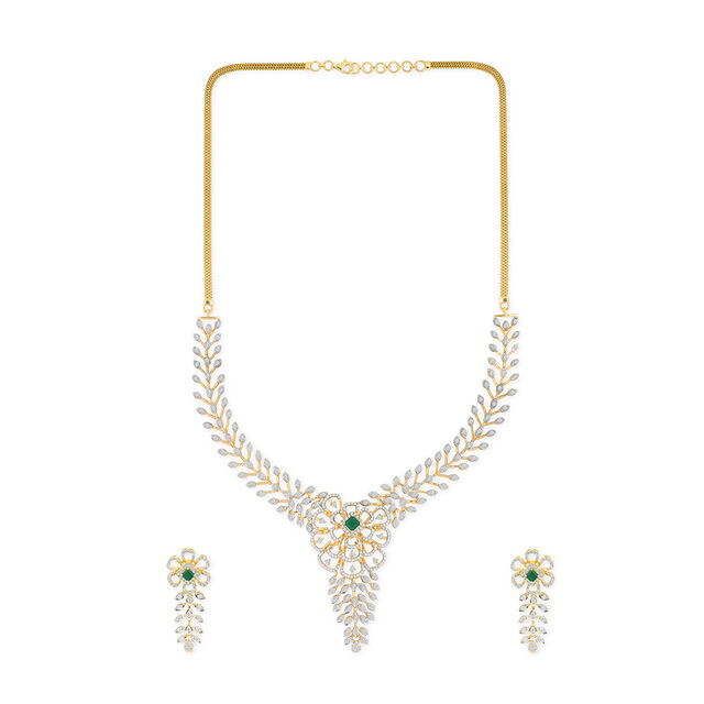 Tanishq 18KT Diamond Necklace Set for Women 