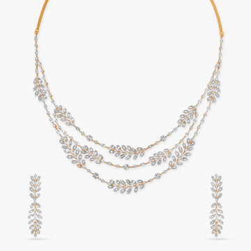 Glimmering Wave Diamond Necklace Set
