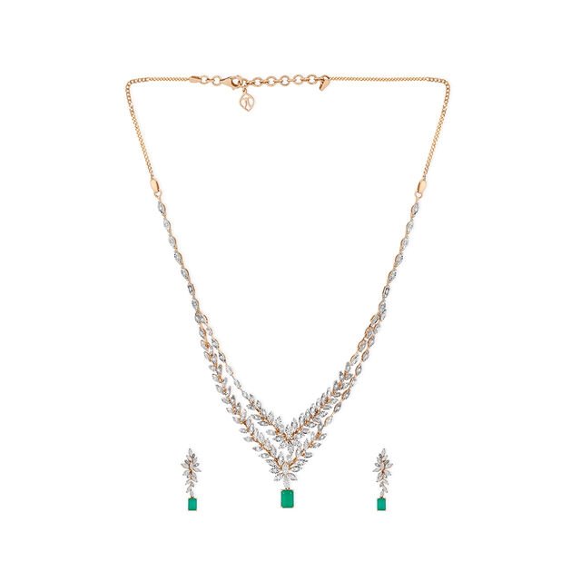 Tanishq 18KT Diamond Necklace Set for Women 