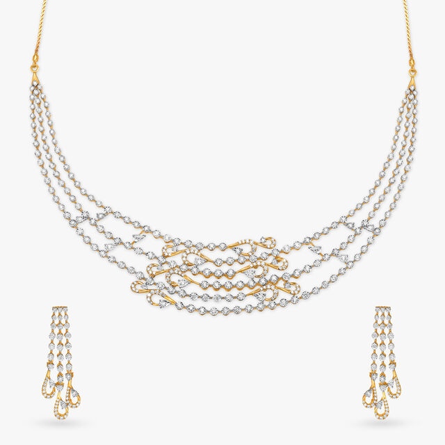 Stunning Flowy Diamond Necklace Set,,hi-res 