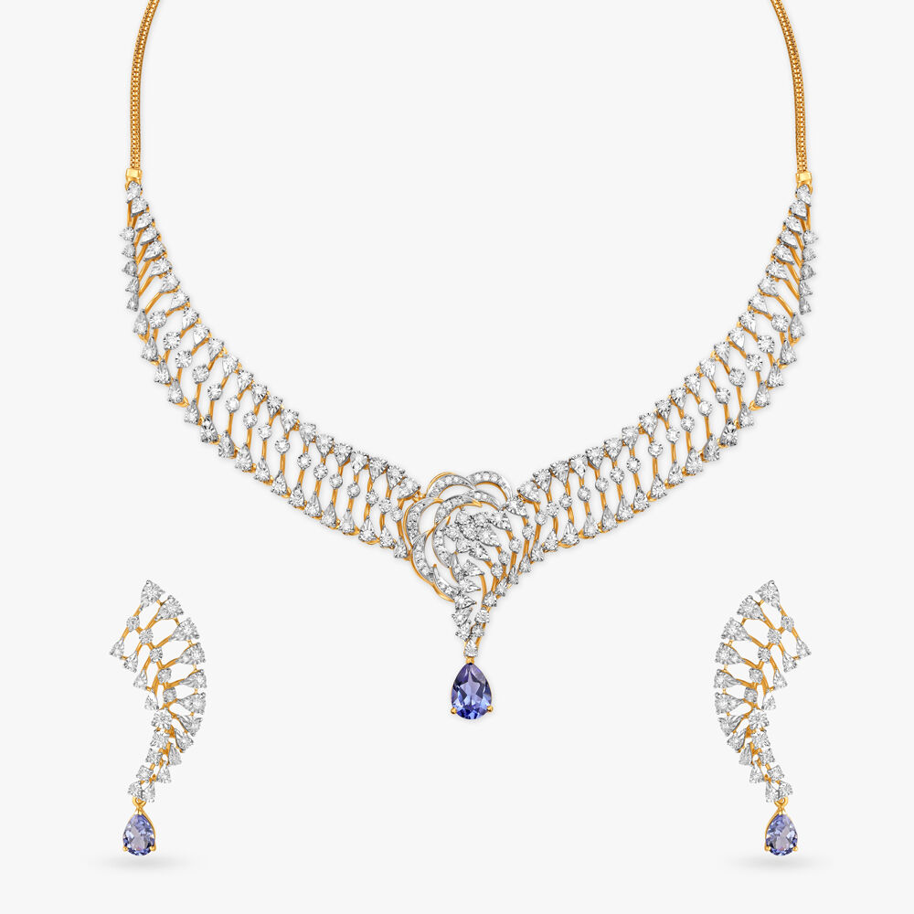 Buy Azure Drop Diamond Necklace Set at Best Price Tanishq UAE