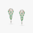 Tanishq Burst of Shimmer Diamond and Emerald Earrings 18K Yellow and White Gold for Women 