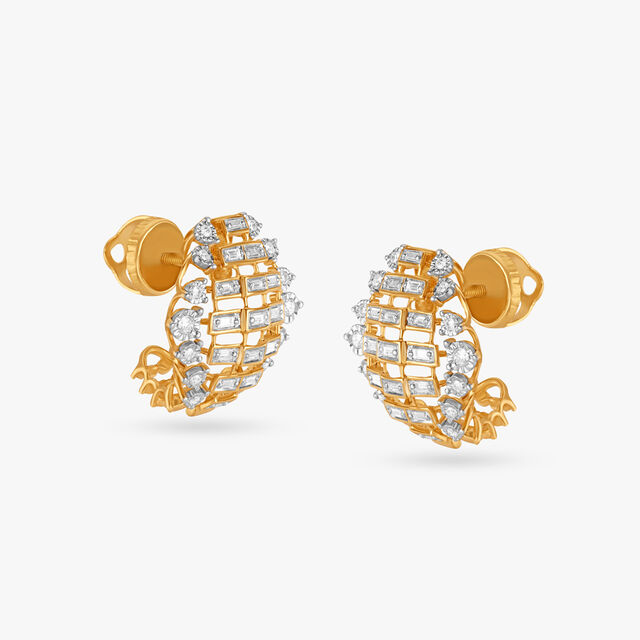 Sparkling Grid Diamond Hoop Earrings 3
