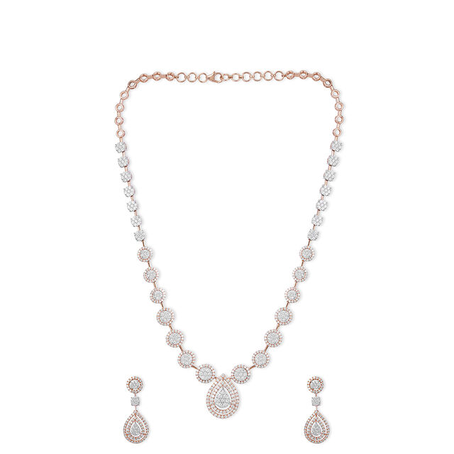 Tanishq 18KT Diamond Necklace Set for Women 