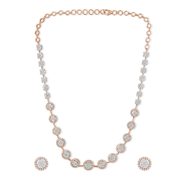 Tanishq 18KT Diamond Necklace Set for Women 