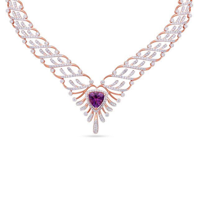 Tanishq 18KT Diamond Necklace Set for Women 
