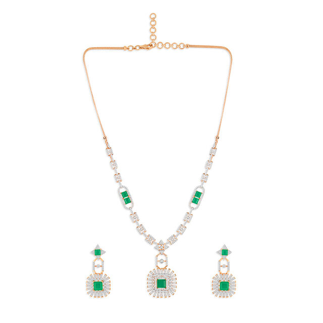 Tanishq 18KT Diamond Necklace Set for Women 